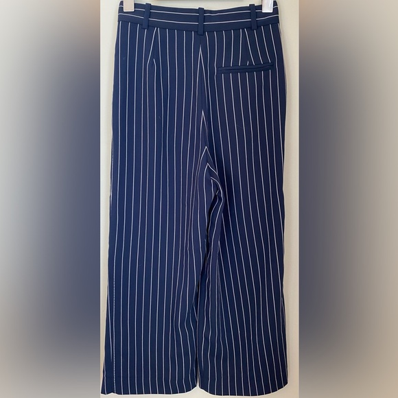 Aritzia BABATON Modesto Navy Stripe Trouser Cropped Dress Pants Ladies 00 Office - Picture 3 of 11